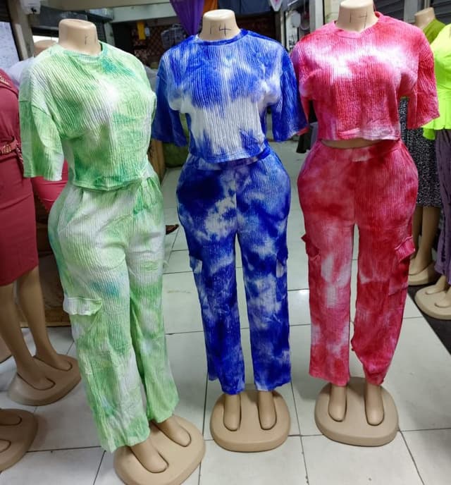 Two piece Ladies multicolor Pallazo Cargo Top Trousers 
