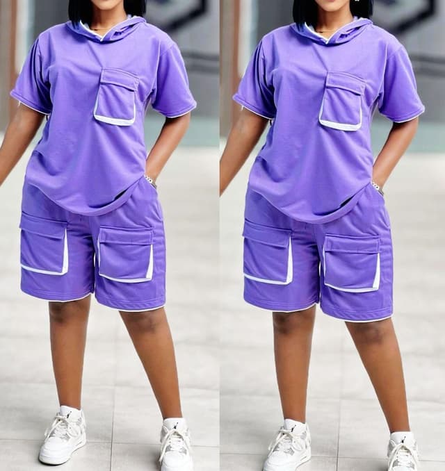 Two piece Women Short's Hoody Top 